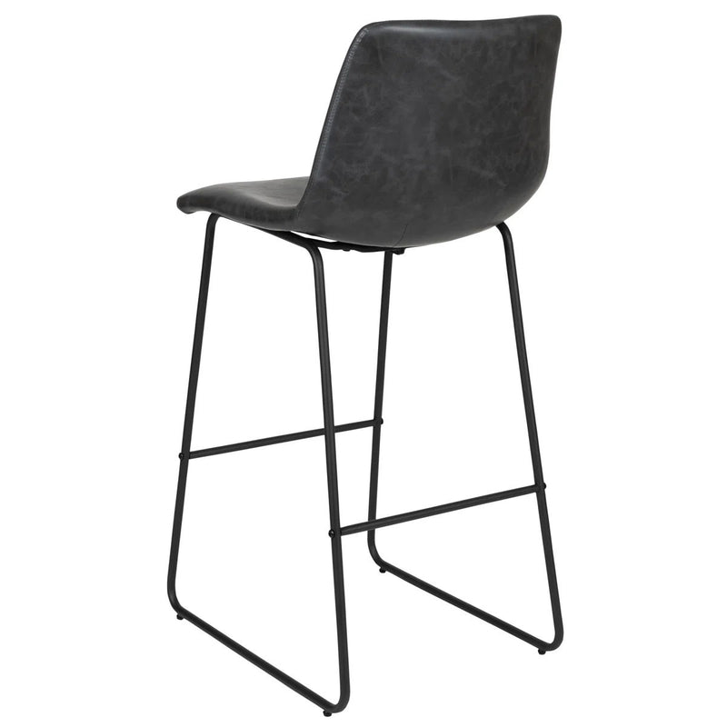 Faux Leather Aluminum Bar Chairs (Set of 2) (724342) - Black
