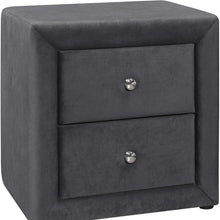 Load image into Gallery viewer, Velvet Two Drawer Nightstand - Dark Gray
