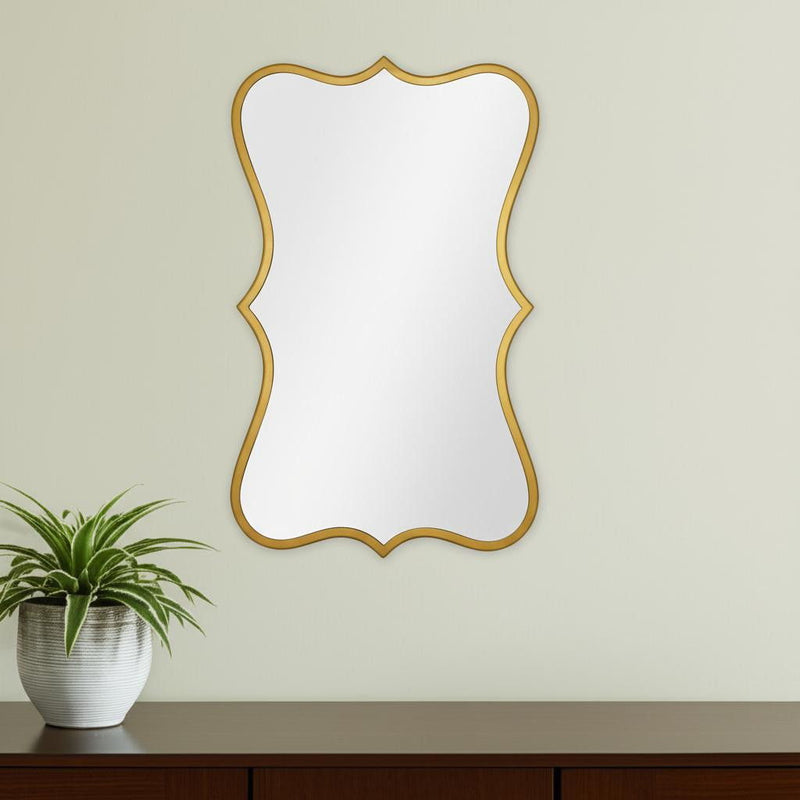 32" Antiqued Metal Scalloped Accent Mirror - Bronze