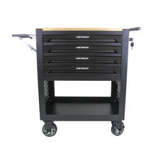 Load image into Gallery viewer, 4 Drawers Multifunctional Tool Cart With Wheels And Wooden Top

