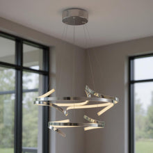 Load image into Gallery viewer, 2 Light Metal LED Dimmable Smart Enabled Chandelier - Silver
