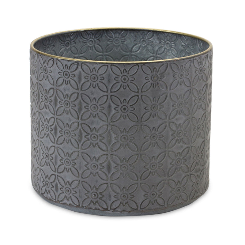 Geometric Round Pot Planters (Set of 4) - Gray