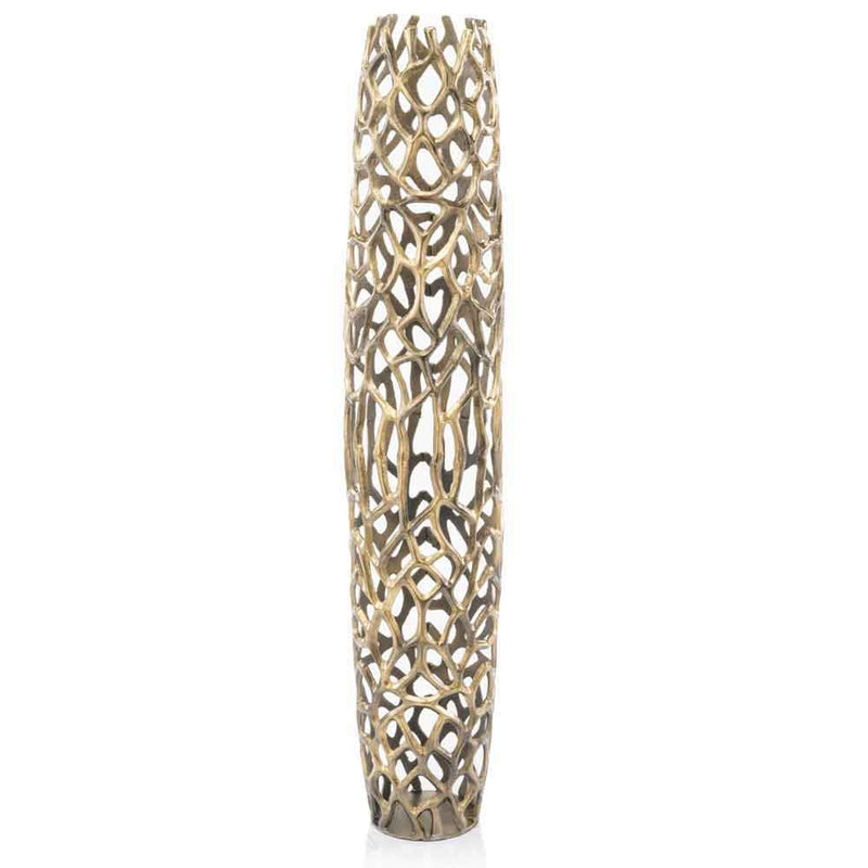 Twigs Cylinder Floor Vase (354653) - Gold