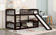 Load image into Gallery viewer, Low Bunk Bed With Slide, Fence And Ladder
