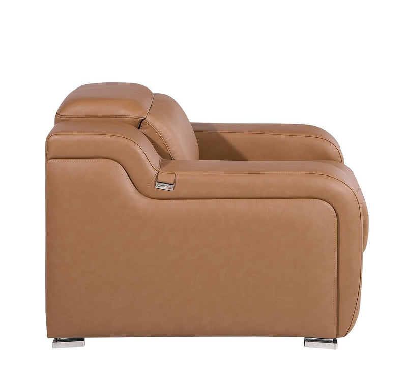 Chestnut Italian Leather Wall Hugger Recliner With USB - Chestnut