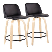 Load image into Gallery viewer, Toriano - Contemporary, Fixed Height Counter Stool With Swivel And Round Footrest (Set of 2)
