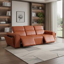 Load image into Gallery viewer, Top Grain Leather Reclining Metal USB Sofa (720391) - Camel
