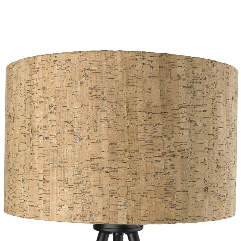 Metal Tripod Table Lamp With Beige Drum Shade - Black