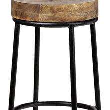 Load image into Gallery viewer, 26" Wood And Iron Backless Counter Height Bar Chair - Black / Natural

