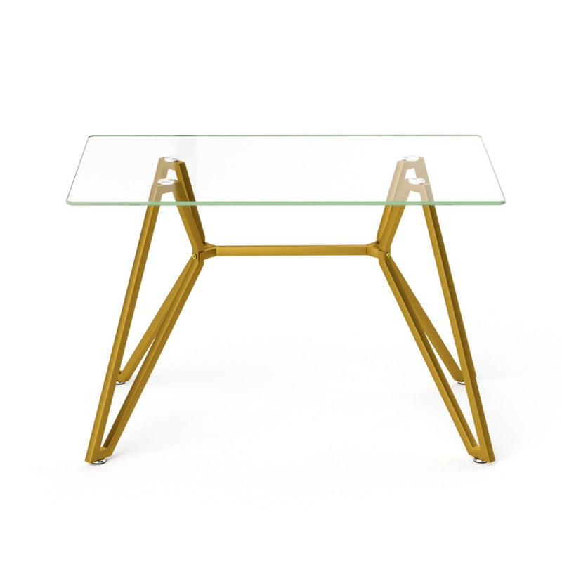 47" Glass Trestle Coffee Table - White / Gold