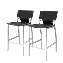 Load image into Gallery viewer, 25" Faux Leather And Metal Low Back Counter Height Bar Chairs (Set of 2) - Gray / Silver
