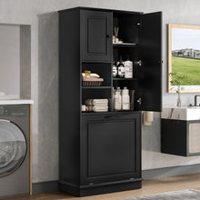 Load image into Gallery viewer, Modern Tall Storage Cabinet With Adjustable Shelves, Flip-Out Basket &amp; Enclosed Doors
