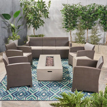 Load image into Gallery viewer, Outdoor Faux Wicker Rattan Style Chat Set With Water Resistant Cushions, 5 Pieces Set - Brown / Mix Beige
