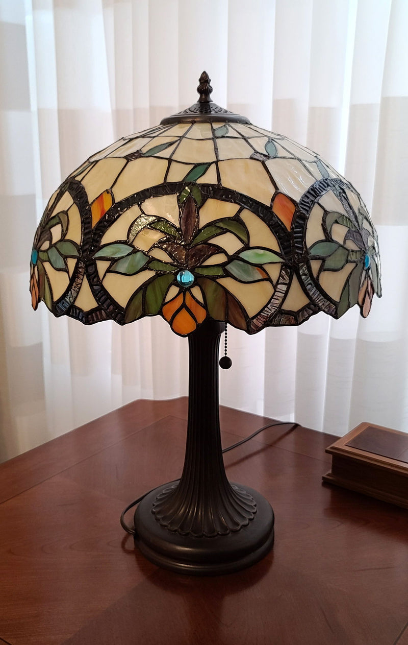 12" x 21" x 23" Metal Two Light Candlestick Vintage Look Table Lamp With White Shade - Dark Brown