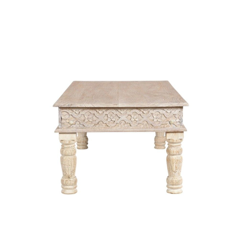 Solid Wood Distressed Coffee Table - Beige