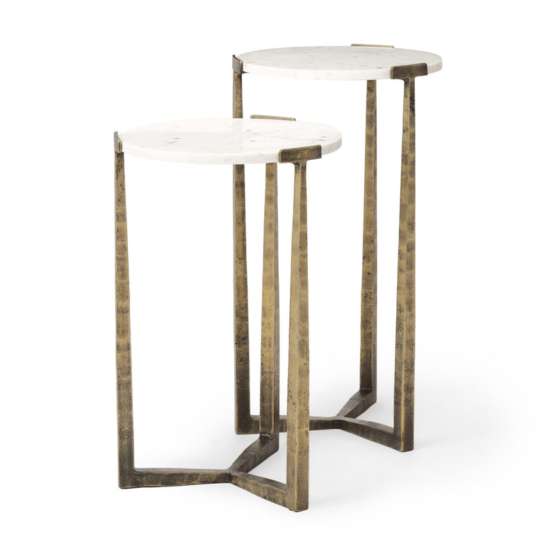 Marble Round Nested Tables (Set of 2) - White