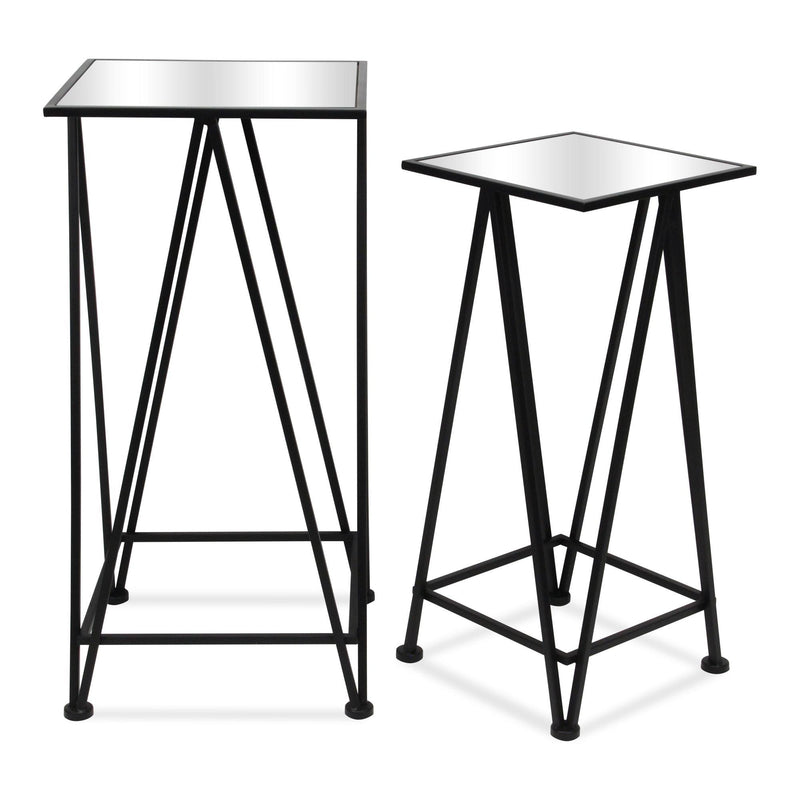 Mirrored Square Nested Tables (Set of 2) - Silver