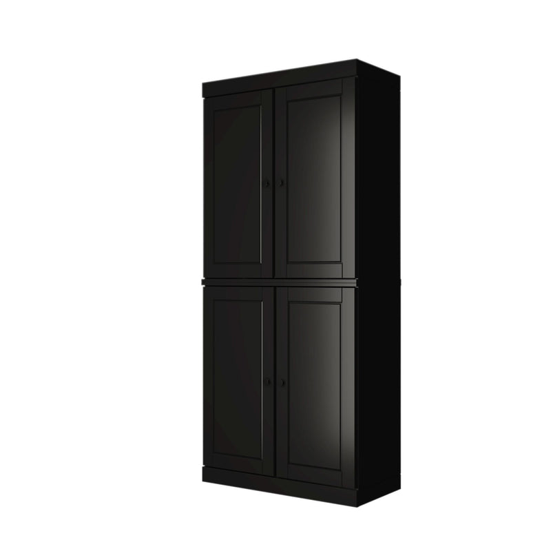 Adjustable Six Tier Library Bookcase With Four Doors (746691) - Black