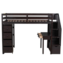 Load image into Gallery viewer, Loft Bed With Storage Drawers, Desk And Stairs With Shelves
