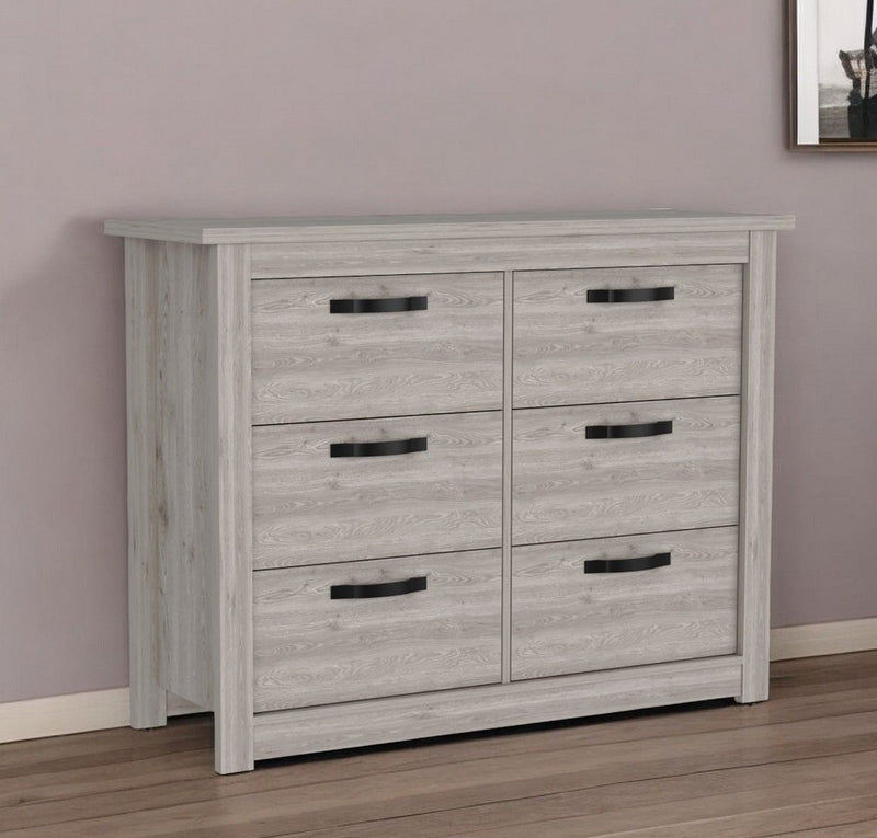 47" Six Drawer Double Dresser - Light Gray