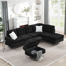 Load image into Gallery viewer, L-Shaped Sectional Sofa With Chaise And Storage Ottoman, Includes 2 Pillows
