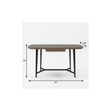 Load image into Gallery viewer, 55" Walnut And Black Glass Rectangular Writing Desk
