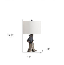 Load image into Gallery viewer, 25" Black Bear in a Tree  Table Lamp With Beige Shade
