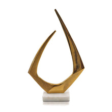 Load image into Gallery viewer, Marble Abstract Tabletop Sculpture (628141) - Gold / White
