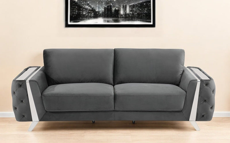 Sofa With Silver Legs - Gray