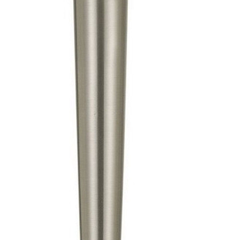 Metal USB Table Lamp With Off-White Empire Shade - Nickel