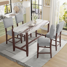 Load image into Gallery viewer, 5 Piece Counter Height Dining Set With 4 Upholstered Chairs
