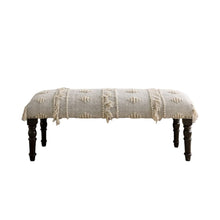 Load image into Gallery viewer, 47" Cream And Black Leg Abstract Stripe and Dot Upholstery Bench
