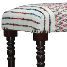Load image into Gallery viewer, 47" Ivory Red and Pink Black Leg Chevron Stripe Upholstered Bench
