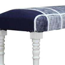 Load image into Gallery viewer, 47" Blue And Gray Textural White Leg Upholstered Bench
