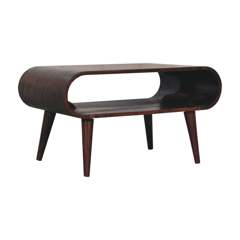 32" Solid Wood Coffee Table With Shelf - Walnut