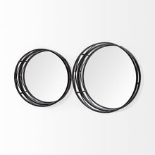 Load image into Gallery viewer, Round Metal And Mirrored Glass Vanity Trays (Set of 2) - Black
