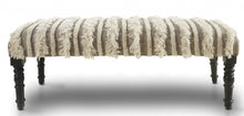 Load image into Gallery viewer, 47" Cream Textural Boho Stripe Black Leg Upholstered Bench
