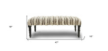 Load image into Gallery viewer, 47" Cream Textural Boho Stripe Black Leg Upholstered Bench
