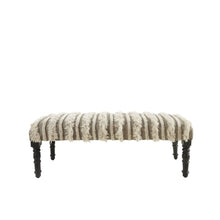 Load image into Gallery viewer, 47" Cream Textural Boho Stripe Black Leg Upholstered Bench
