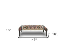 Load image into Gallery viewer, 47" Beige Brown and Rust and Black Jute and Wool Blend Upholstered Southwest Distressed Bench
