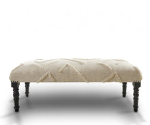 Load image into Gallery viewer, 47" Cream and Black Cotton Upholstered Geometric Bench
