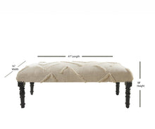 Load image into Gallery viewer, 47" Cream and Black Cotton Upholstered Geometric Bench
