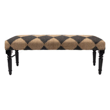 Load image into Gallery viewer, 47" Tan And Black Black Leg Checkered Upholstered Bench
