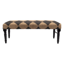 Load image into Gallery viewer, 47" Tan And Black Black Leg Checkered Upholstered Bench
