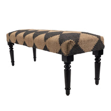 Load image into Gallery viewer, 47" Tan And Black Black Leg Checkered Upholstered Bench
