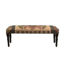 Load image into Gallery viewer, 47" Shades of Brown Black Leg Southwest Upholstered Bench
