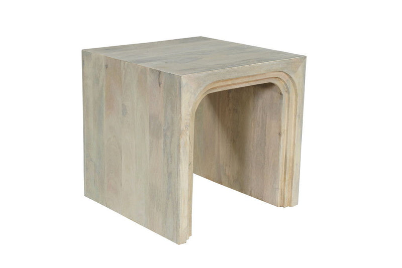 Solid Wood Square Sled End Table - White