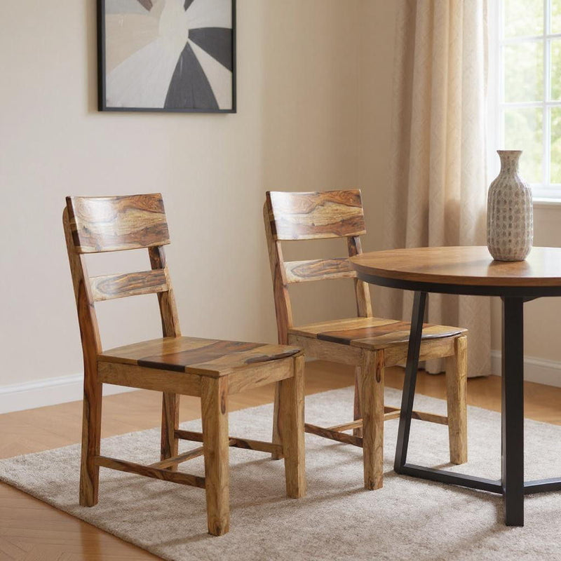 Ladder Back Dining Side Chairs (Set of 2) - Brown