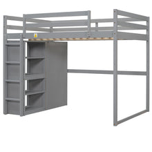 Load image into Gallery viewer, Loft Bed With Built In Wardrobe, Storage Shelves, And LED Light

