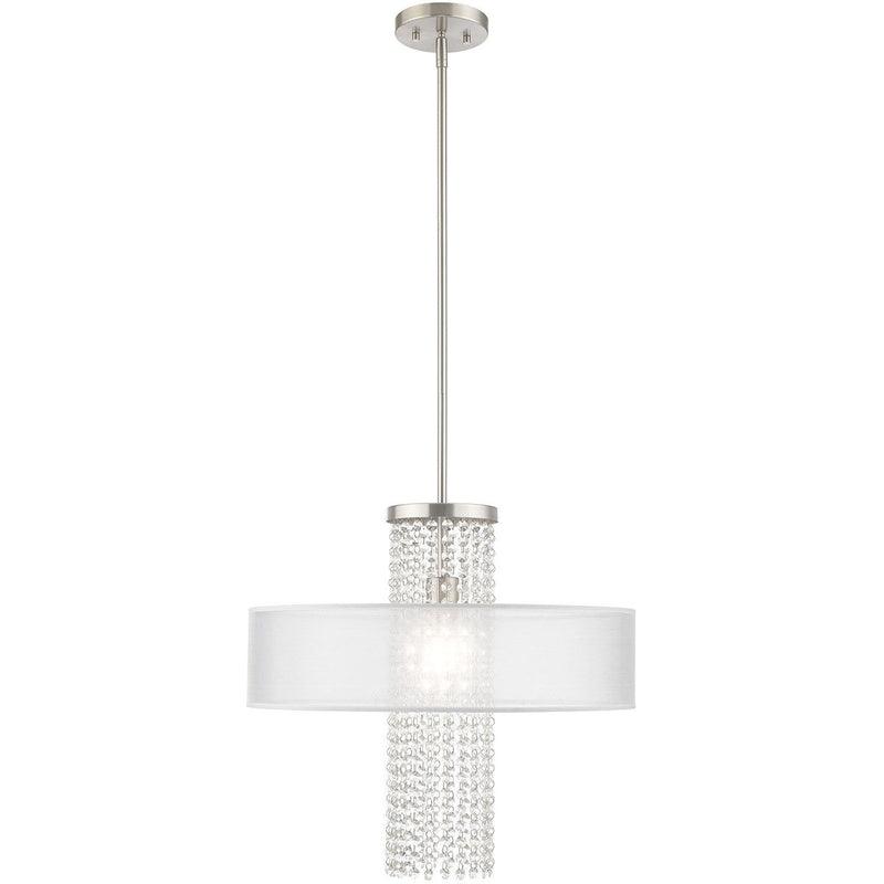 28'' Dimmable Chandelier With Shades - Nickel